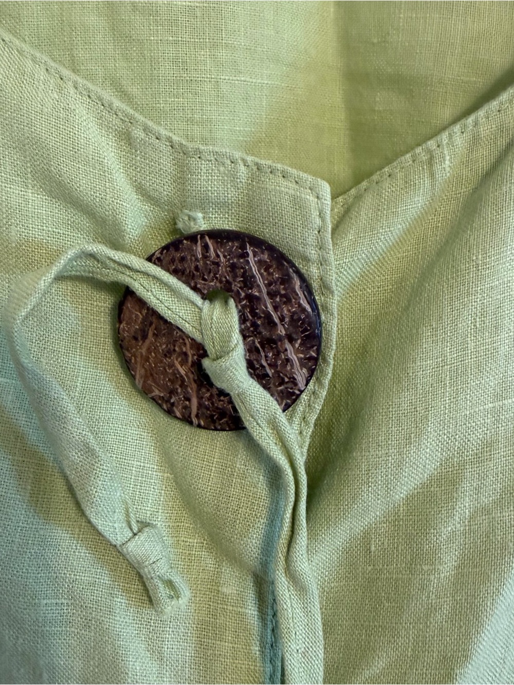 Click by Color Me Cotton Lime Green Tunic Top with Decorative Wooden Buttons - Picture 4 of 8